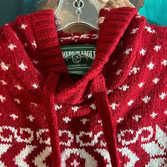 American Eagle Outfitters Red and White Christmas Turtleneck Sweater XS - Picture 6 of 14